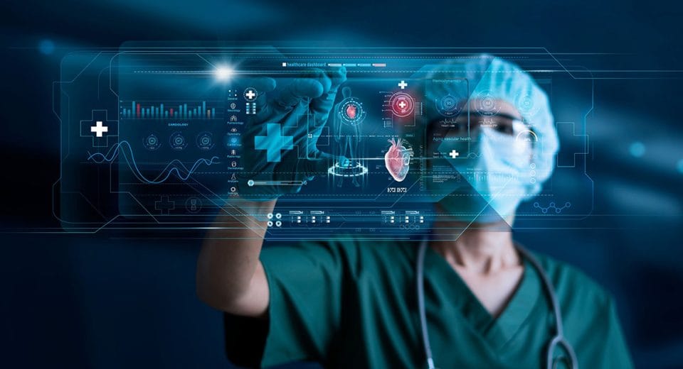 Cardiologist,Doctor,,Surgeon,Analyzing,Patient,Heart,Testing,Result,And,Human Cardiologist Doctor, Surgeon analyzing patient heart testing result and human anatomy on digital futuristic virtual interface, Digital holographic, AI, Technology, innovation in science and medicine.
